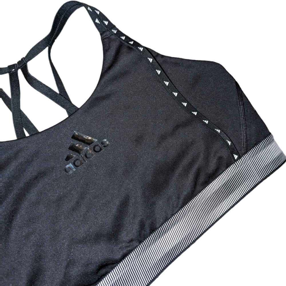 🍂 3/$15 - Adidas Black and White Strappy Sports Bra, Size L - Picture 4 of 4